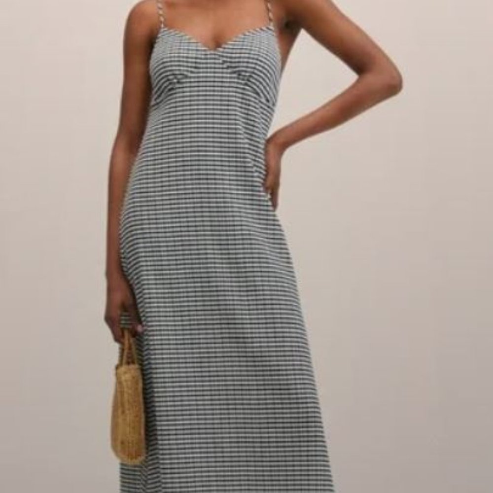 Mango Vichy Check Dress in Black sz 2